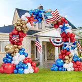 Red White Blue Balloon Garland Kit Gold Flag Patriotic Party Decor