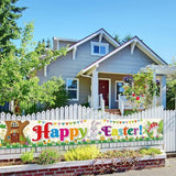 Happy Easter Fabric Banner: Bunnies, Eggs, Lawn Sign Backdrop