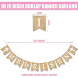 He Is Risen Banner Burlap Garland Religious Easter Bunting Christian Resurrection Party Decor Supplies