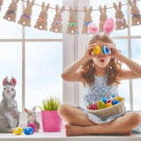 Burlap Easter Bunny Garland with Plaid Bows – Pre-Assembled Party Decor