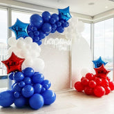 Red Blue Balloon Arch Kit Double Stuffed Star Patriotic Party Decor