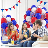 Red White Blue Balloons Set 12 Inch Confetti Patriotic Party Decor