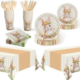 Easter Bunny Themed Disposable Tableware Set for 25 Guests