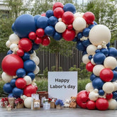 Red Blue White Balloon Arch Kit Double Stuffed Patriotic Decor