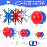Red White Blue Balloon Garland Arch Kit Confetti Star Party Decor