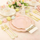 Pink Disposable Party Tableware Set 175 PCS Plates Cups Napkins Gold Cutlery Supplies