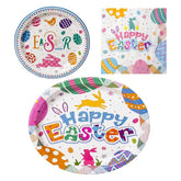 Easter Dinner and Dessert Plates with Napkins – Festive Bunny and Egg Designs
