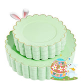 Sage Green Scalloped Plastic Plates Set: 60 PCS Dinnerware for Parties