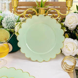 Sage Green Scalloped Plastic Plates Set: 60 PCS Dinnerware for Parties