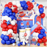 Red White Blue Balloon Arch Kit with Star Balloons for Patriotic Party Decor
