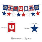 26 Piece Patriotic Party Decorations Set with Fans Pom Poms and Swirls