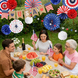 30 Piece Patriotic Party Decorations Set with Banner Fans and Swirls