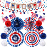 250th Anniversary Patriotic Decorations Set with Banner Fans and Party Decor