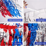2 Pack Red White Blue Tinsel Table Skirt for Patriotic Party Décor