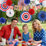 26 Piece Patriotic Decorations Set with Love USA Banner and Fans