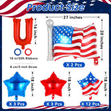 23 Piece Patriotic Foil Balloons Set with USA Letters and Star Balloons