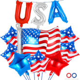 23 Piece Patriotic Foil Balloons Set with USA Letters and Star Balloons