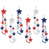 Patriotic Star Swirl Garland Banner Hanging Decorations for Party Décor