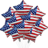 10 Piece Patriotic Star Foil Balloons Set for Party Decorations