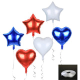 18 Piece Patriotic Foil Balloons Set with Star and Heart Balloons
