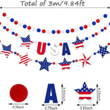 3 Piece Patriotic Felt Garland Banner with Star and Pom Bunting