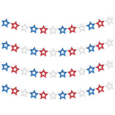 4 Pack Patriotic Glitter Star Garland Banner for Party Decorations
