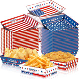 50 Pack Patriotic Paper Food Trays Disposable Serving Plates for Party