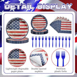 96 Piece Patriotic Tableware Set with Plates Napkins and Forks