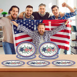 50 Piece Patriotic Eucalyptus Oval Paper Plates for Party Décor