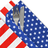 80 Count Patriotic Cocktail Napkins Set Stars and Stripes Design