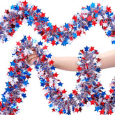 52.5Ft Patriotic Tinsel Garland Red White Blue Star Party Decoration