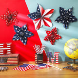 12 Piece Patriotic Paper Fan Decorations Red White Blue Hanging Set
