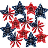 12 Piece Patriotic Paper Fan Decorations Red White Blue Hanging Set