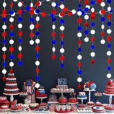 40 FT Patriotic Circle Dots Hanging Garland Red White Blue Décor