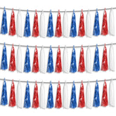 3 Pack Red Blue White Foil Tassel Garland Fringe Party Decorations
