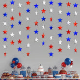 40 FT Patriotic Glitter Star Garland Red Silver Blue Hanging Décor