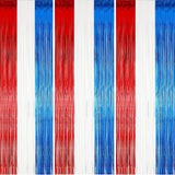 3 Pack Patriotic Foil Fringe Curtains Red White Blue Photo Backdrop