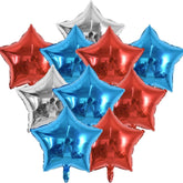 24 Pcs 18 Inch Patriotic Star Foil Balloons Red Blue Silver Décor