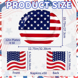 100 Pcs Patriotic Paper Plates and Napkins Set Large Oval Tableware