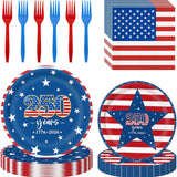 96 Pcs Patriotic Tableware Set Plates Napkins Forks Serves 24