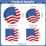 Patriotic Plates and Napkins Set American Flag Tableware Serves 50