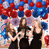 Red Blue Paper Pom Pom Balloon Garland Patriotic Party Decorations