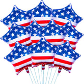 10 Pcs American Flag Star Foil Balloons 18 Inch Patriotic Party Décor