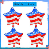 15 Pcs Patriotic Star and American Flag Foil Balloons Party Décor
