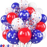 50 Pcs Patriotic Latex Balloons Red Blue Star Confetti Party Decor