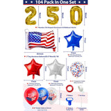 104 Pcs Patriotic Balloon Arch Kit Red White Blue Garland Decor
