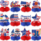 12 Pcs Memorial Day Honeycomb Centerpieces 3D Patriotic Table Decor