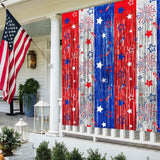 2 Pack Patriotic Foil Fringe Curtains Red White Blue Backdrop