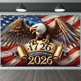 250th Anniversary Patriotic Backdrop Banner 1776–2026 Eagle USA Flag