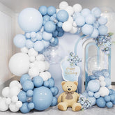 138 Pcs Dusty Blue Balloon Arch Kit Blue White Garland Decor